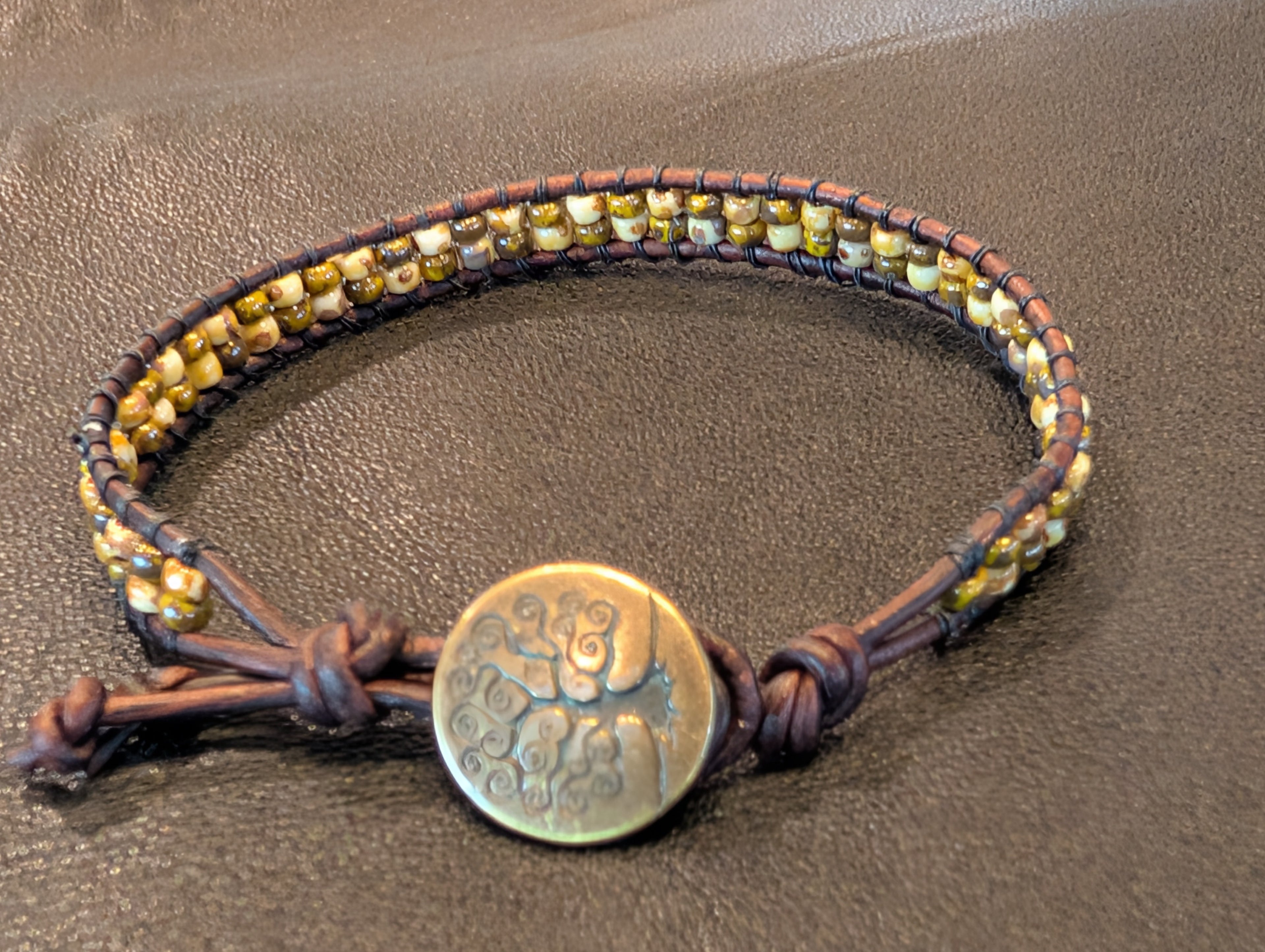 Handmade leather bracelet  #837
