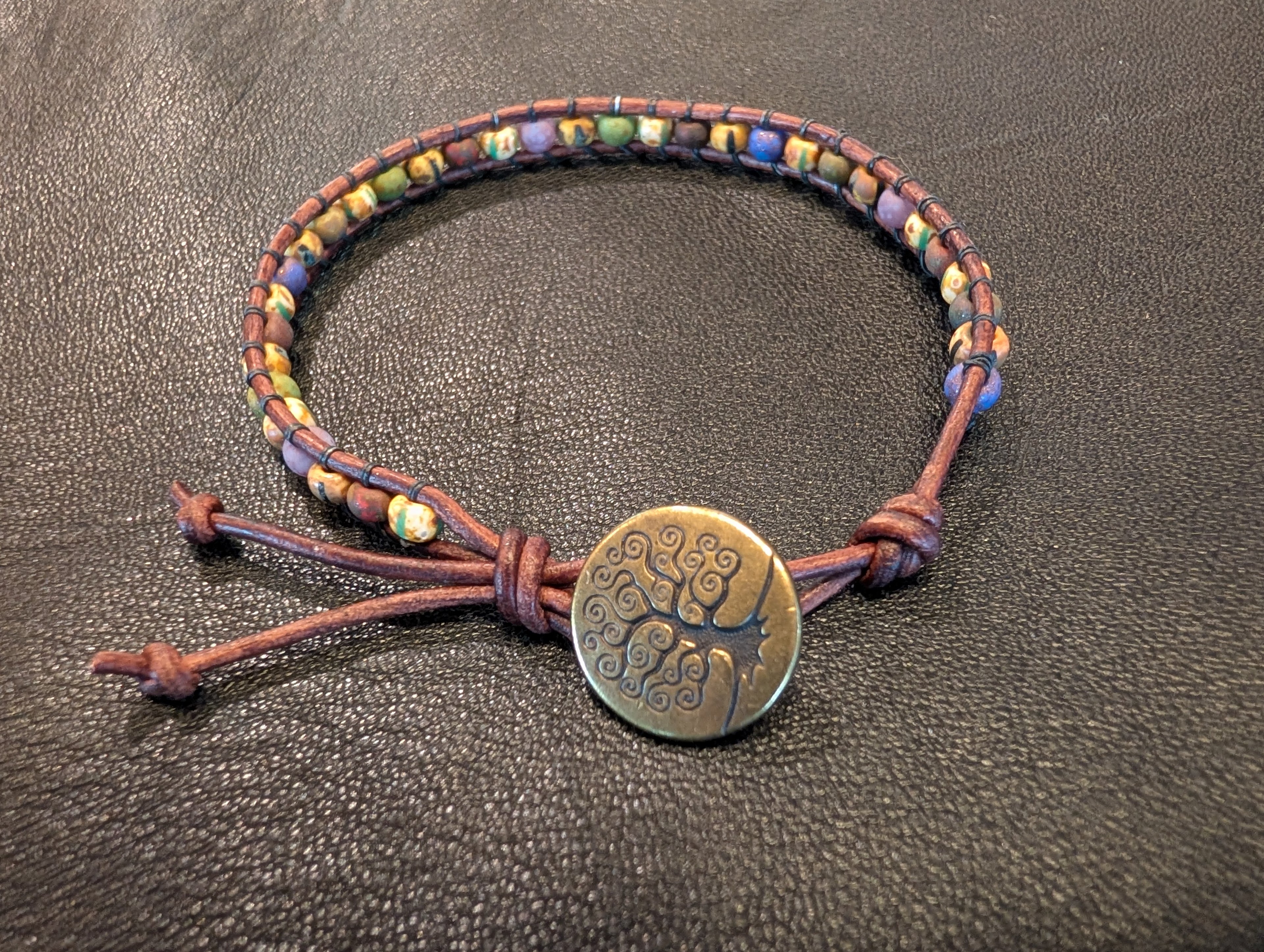 Handmade leather bracelet  #795