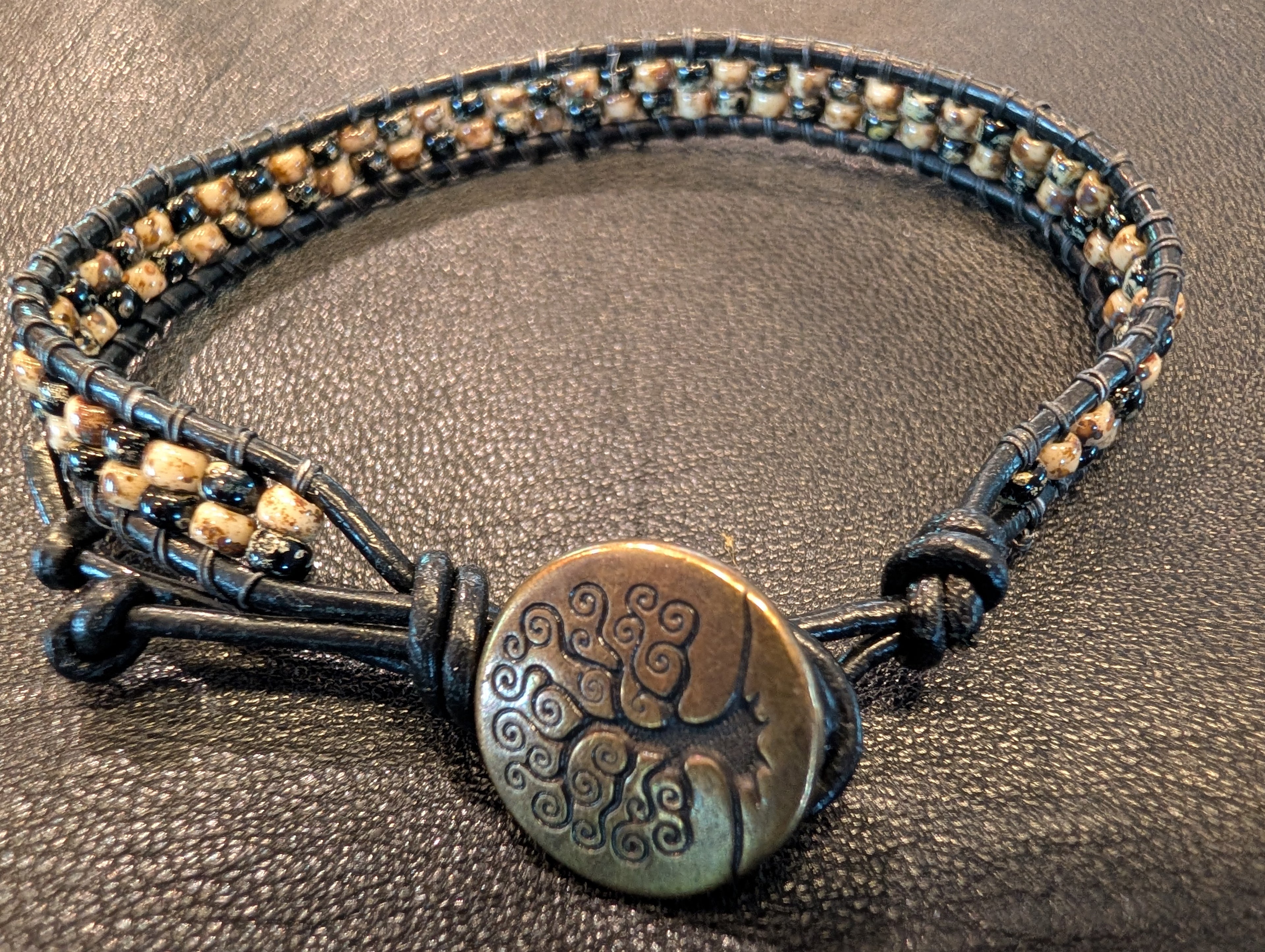 Handmade leather bracelet  #749