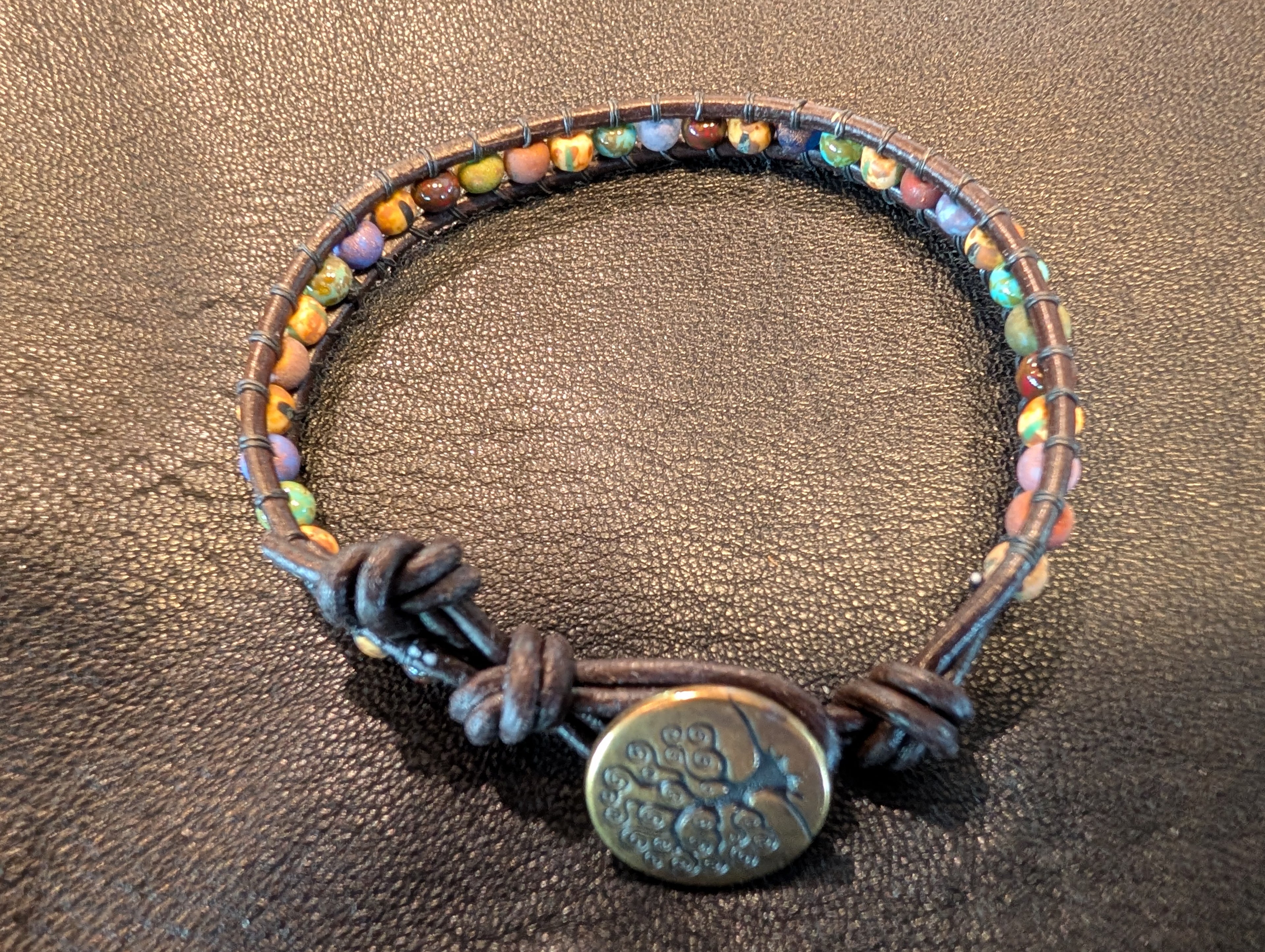 Handmade leather bracelet  #785
