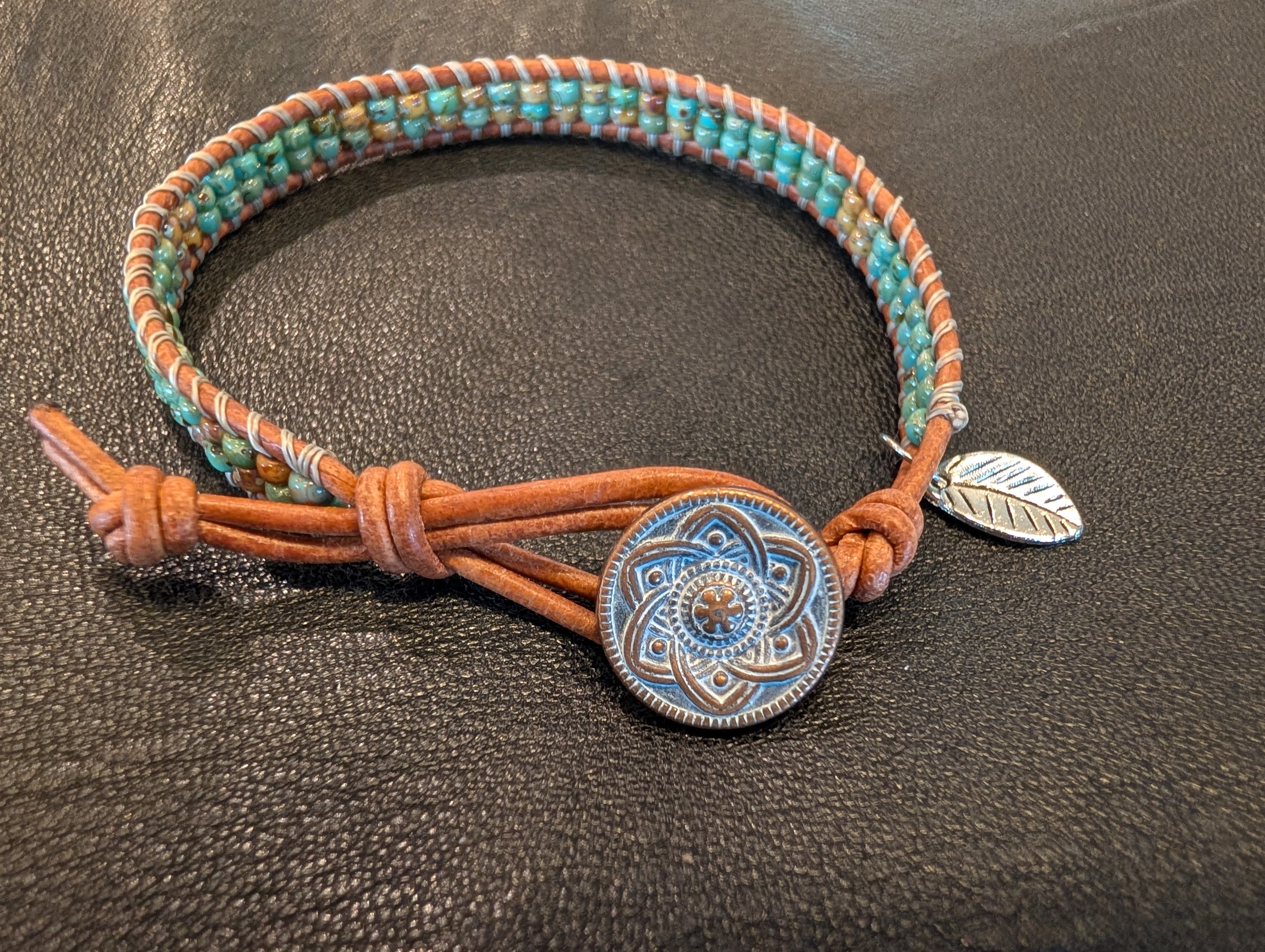 Handmade leather bracelet  #770