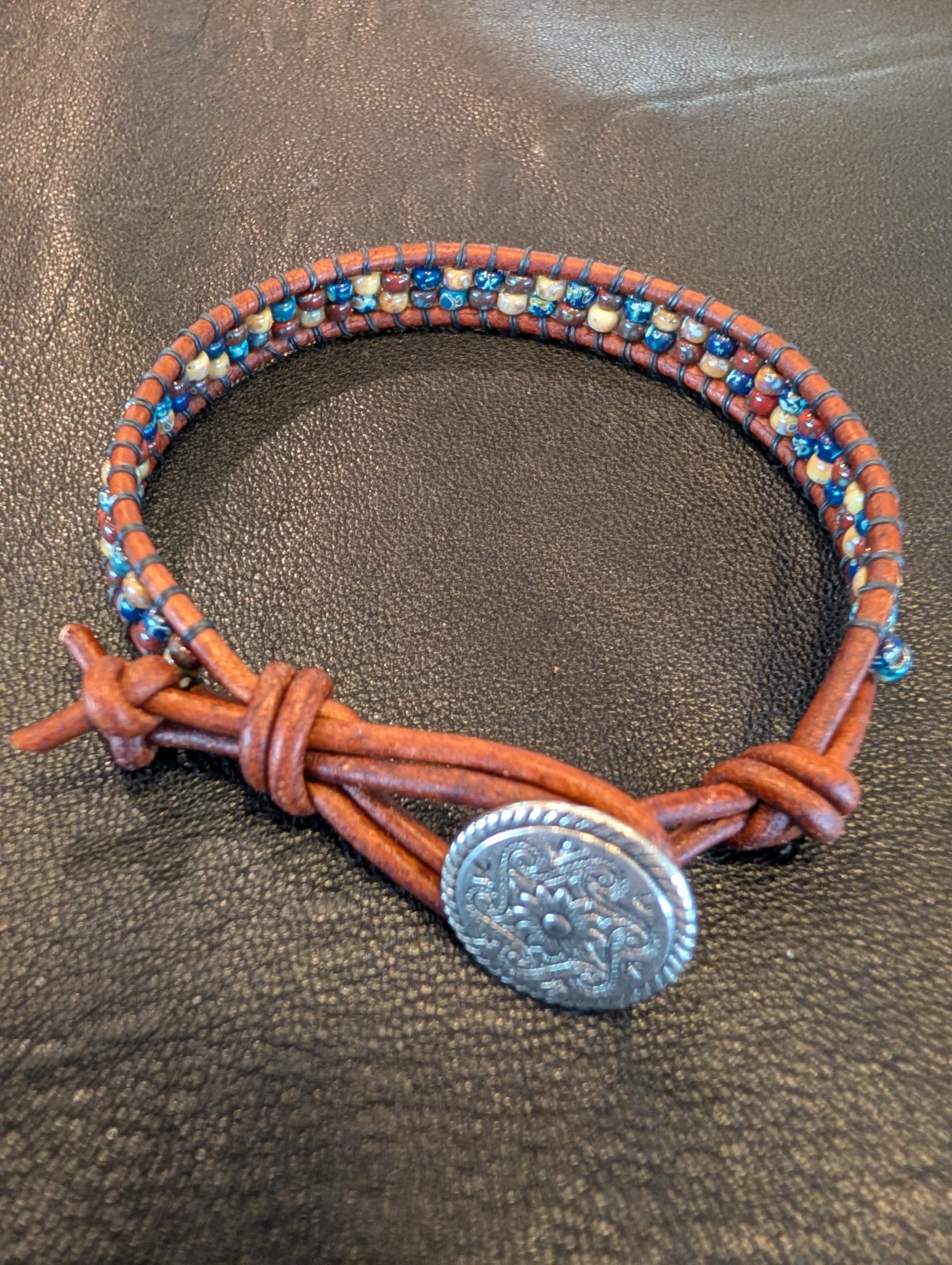 Handmade leather bracelet  #751