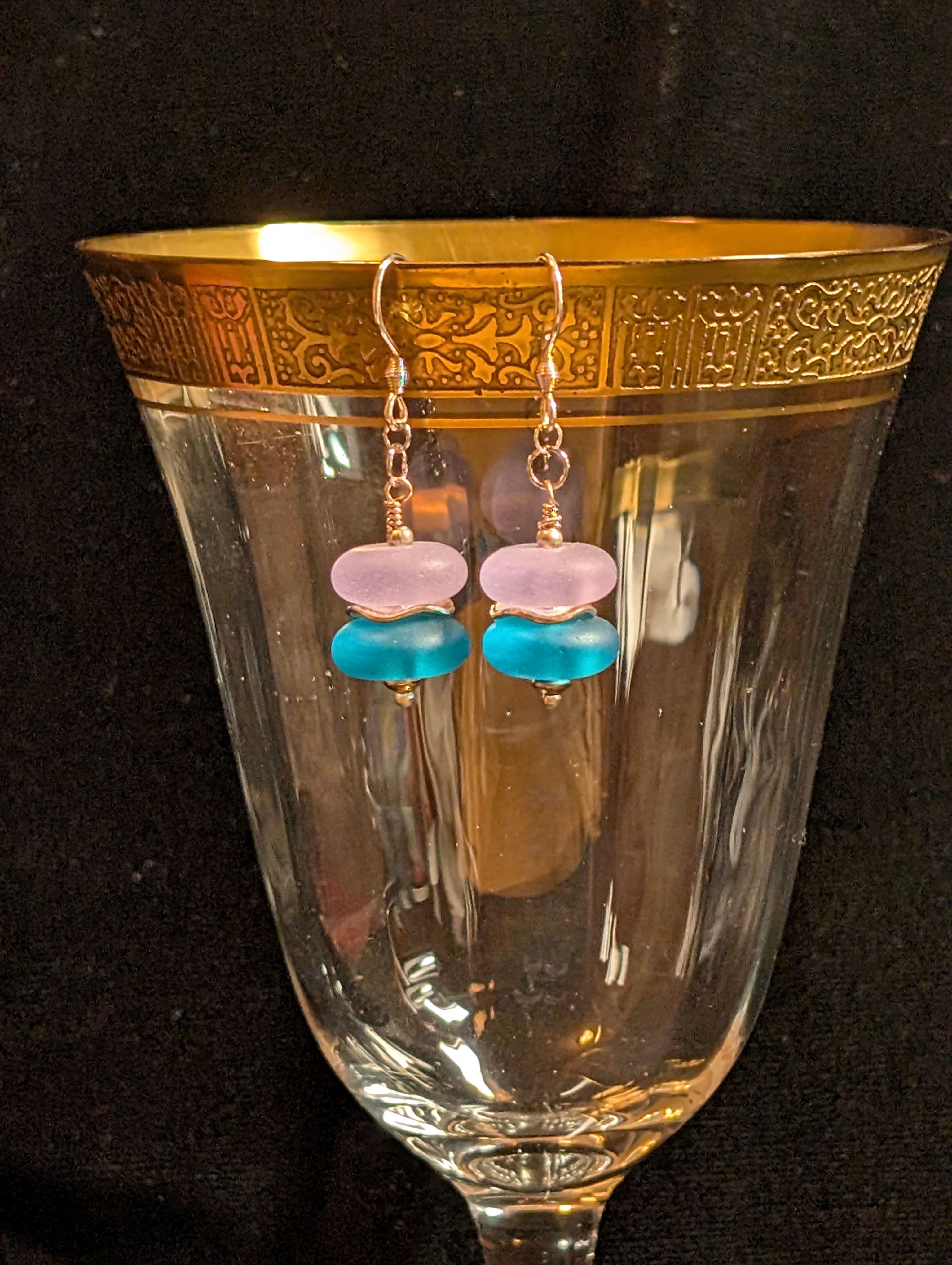 Handmade Beach Glass Earrings  #89